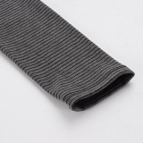 Stripe Knits Sport Coat+Tube Top+Short 3 Piece Set GPKJ-MR50801
