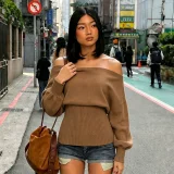 Off Shoulder Bat Sleeve Sweater GPKJ-MR50396