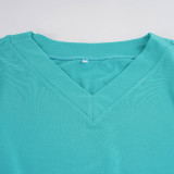 Casual V Neck Long Sleeve Knits Mini Dress GPKJ-MR50649