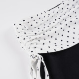 Polka Dot Print Color Block Short GPKJ-MR49849