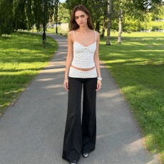 Polka Dot Print Tank Top Straight Pant Suit GPKJ-MR50309