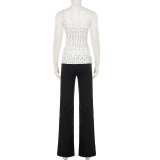 Polka Dot Print Tank Top Straight Pant Suit GPKJ-MR50309