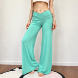Solid Color Wide Leg Knits Pants GPKJ-MR50455