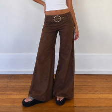 Retro Metal Buckle Straight Jeans GPKJ-MR50146