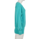 Casual V Neck Long Sleeve Knits Mini Dress GPKJ-MR50649