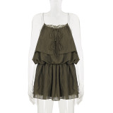 Lace Patchwork Ruffles Mini Dress GPKJ-MR50177