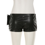Rivet Waistband Leather Short GPBY-SK8476