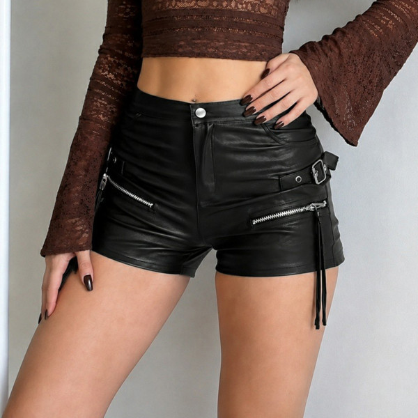 Zipper Leather Shorts GPKJ-MR50569