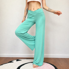 Solid Color Wide Leg Knits Pants GPKJ-MR50455