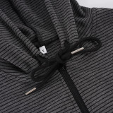 Stripe Knits Sport Coat+Tube Top+Short 3 Piece Set GPKJ-MR50801