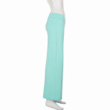 Solid Color Wide Leg Knits Pants GPKJ-MR50455