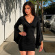 V Neck Lace Flare Sleeve Mini Dress GPKJ-MR50915