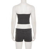 Stripe Knits Sport Coat+Tube Top+Short 3 Piece Set GPKJ-MR50801