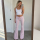 Stripe Tie Up Ruched Micro Flare Pants GPKJ-MR50705