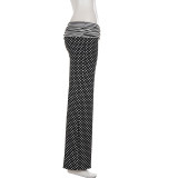 Polka Dot Print Ruched Straight Pants GPKJ-MR50781