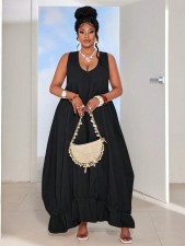 Plus Size Stripe Print Sleeveless Loose Maxi Dress GQLK-6692