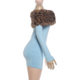 Leopard Print Off Shoulder MinI Dress DLSF-K6D14579A