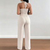 Solid Color Sleeveless Vest Two Piece Pants Set SHD-8119
