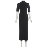 Short Sleeve Backless Midi Dress XEF-K6D13872A