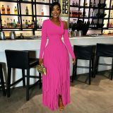 Solid Color Long Sleeve Tassel Maxi Dress YF-11109