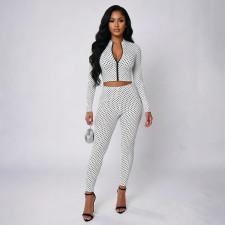 Polka Dot Print Long Sleeve Two Piece Pants Set MXBF-J26ST314
