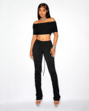 Solid Color Pleated Casual Pants QXLB-10250