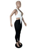 Solid Color Deep V Neck Jumpsuit SHD-8126