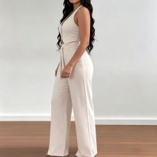 Solid Color Sleeveless Vest Two Piece Pants Set SHD-8119
