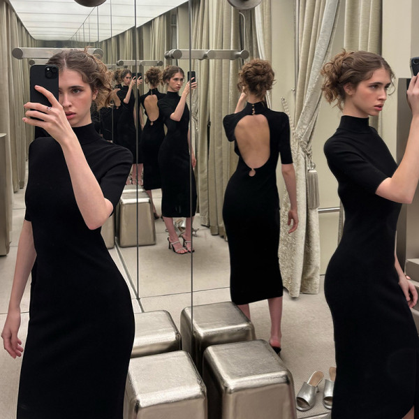 Short Sleeve Backless Midi Dress XEF-K6D13872A