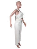 Solid Color Sleeveless Vest Two Piece Pants Set SHD-8119