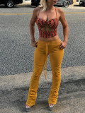 Solid Color Pleated Casual Pants QXLB-10250