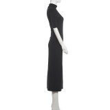 Short Sleeve Backless Midi Dress XEF-K6D13872A