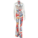 Print Sleeveless Color Block Jumpsuit GJYO-JP006379