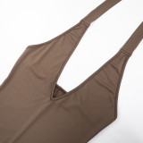 Solid Color Halterneck Tassel Jumpsuit GSZM-C26JP289