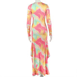 Long Sleeve Print Maxi Dress GJYO-JD305682