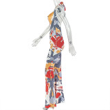 Print Sleeveless Color Block Jumpsuit GJYO-JP006379