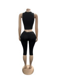 Sleeveless Hollow Out Bandage Top Fifth Pants Suit GFCF-1524