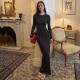 Polka Dot Print Long Sleeve Maxi Dress LJSF-D6722163X