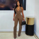 Solid Color Halterneck Tassel Jumpsuit GSZM-C26JP289