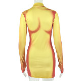 Color Block Long Sleeve Mini Dress GJYO-JD305675