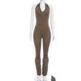 Solid Color Halterneck Tassel Jumpsuit GSZM-C26JP289