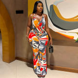 Print Sleeveless Color Block Jumpsuit GJYO-JP006379