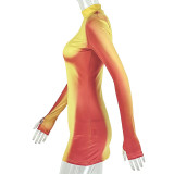 Color Block Long Sleeve Mini Dress GJYO-JD305675