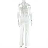 Solid Color Sleeveless Tie Up Pants Suit GJYO-JS919205