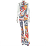 Print Sleeveless Color Block Jumpsuit GJYO-JP006379