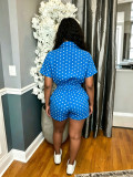 Polka Dot Print Zipper Two Piece Shorts Set SH-391615