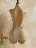 Halterneck Deep V Neck Romper GZIY-6399