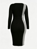 Plus Size Leopard Print Patchwork Midi Dress GAWE-6781