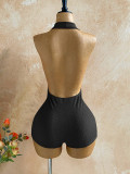 Halterneck Deep V Neck Romper GZIY-6399