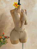 Halterneck Deep V Neck Romper GZIY-6399